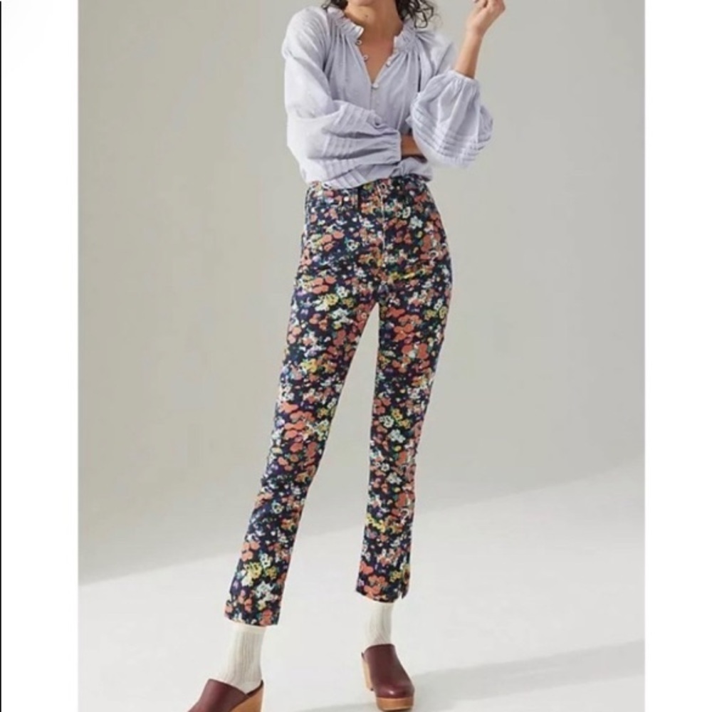 Anthropologie Maeve Gardenia Ultra High Rise Slim Leg Jeans NWT